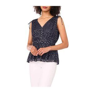 Parker The Fiona Tie Shoulder Smock Waist Blue Top